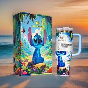 Stanley Blue Stitch Quencher Tumbler with Straw